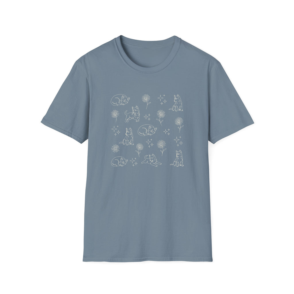 Playful Husky Pattern T-Shirt