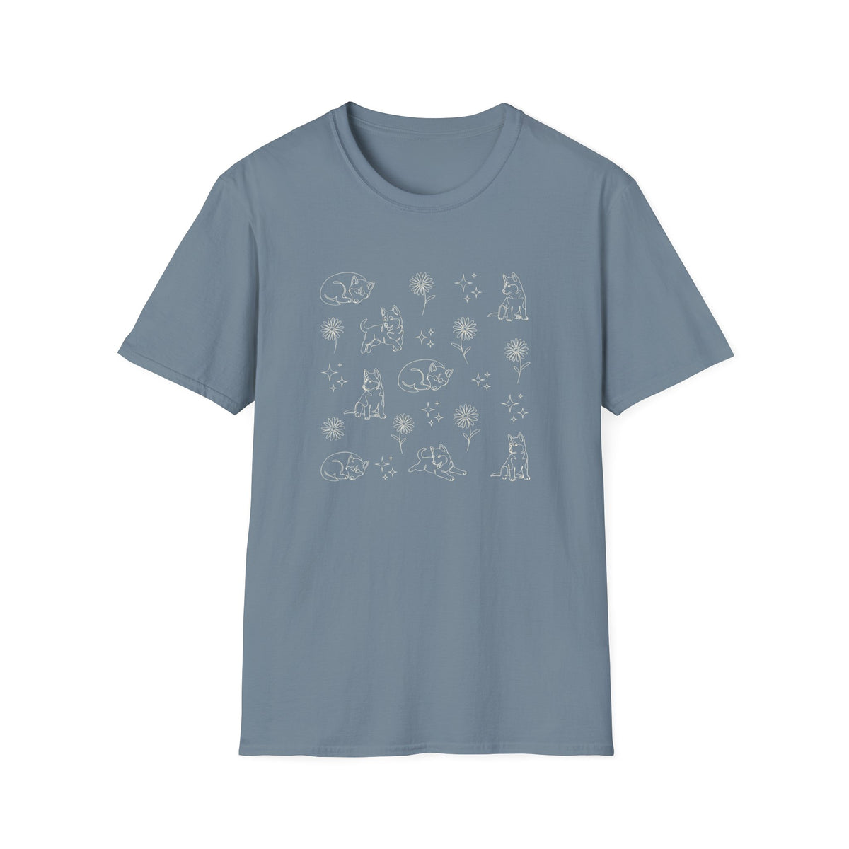 Playful Husky Pattern T-Shirt