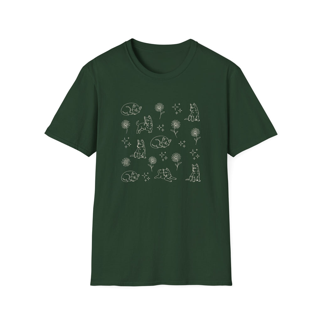 Playful Husky Pattern T-Shirt