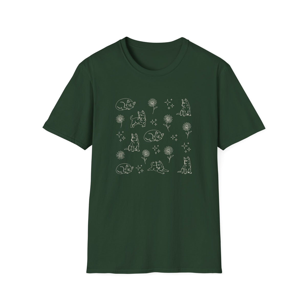 Playful Husky Pattern T-Shirt