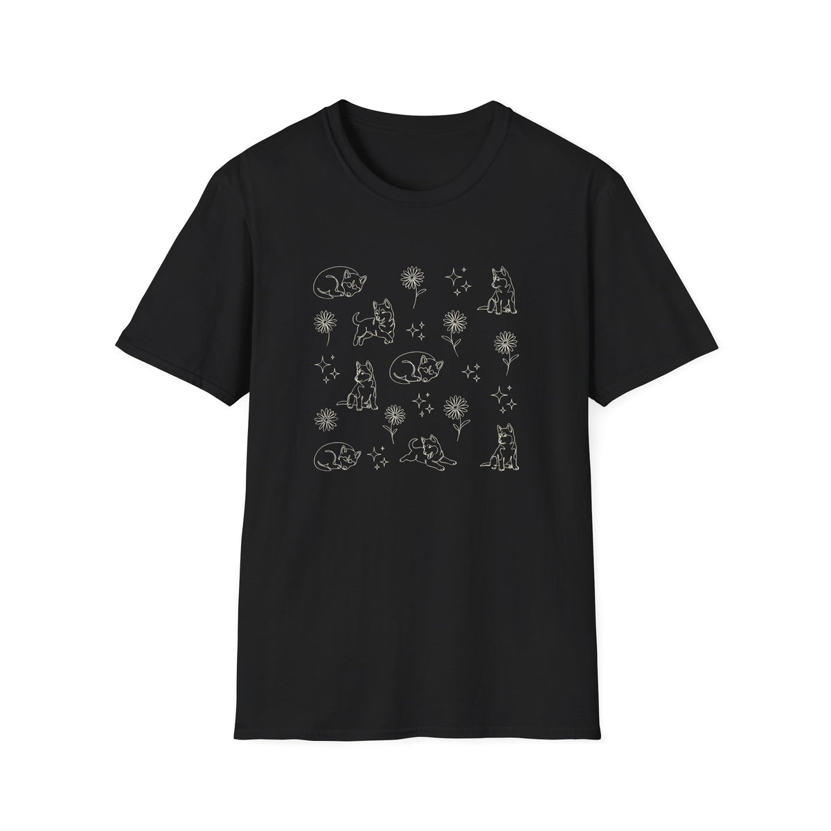 Playful Husky Pattern T-Shirt