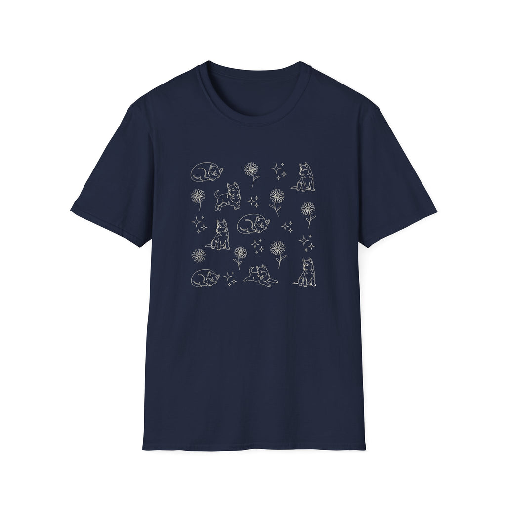 Playful Husky Pattern T-Shirt