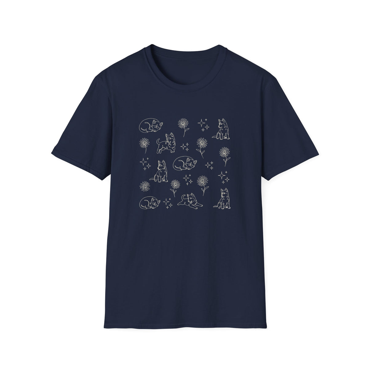 Playful Husky Pattern T-Shirt