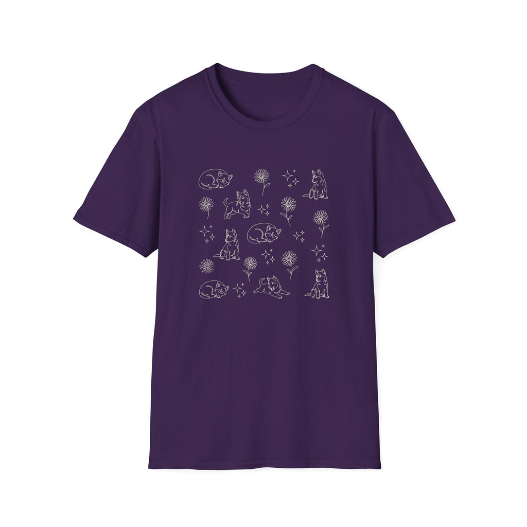 Playful Husky Pattern T-Shirt