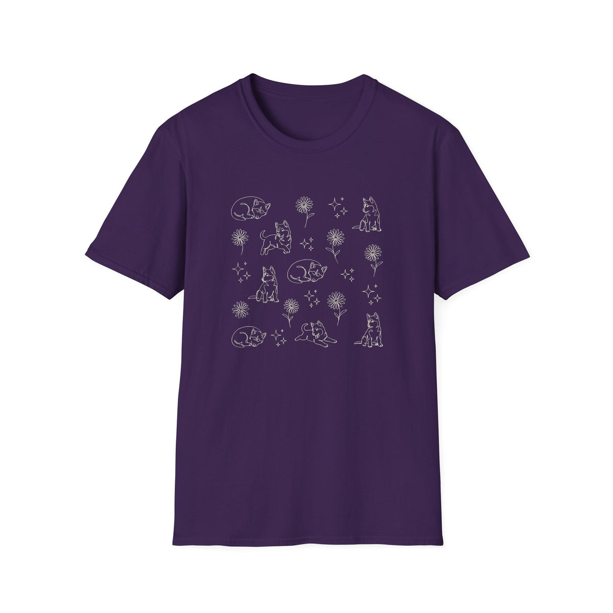 Playful Husky Pattern T-Shirt